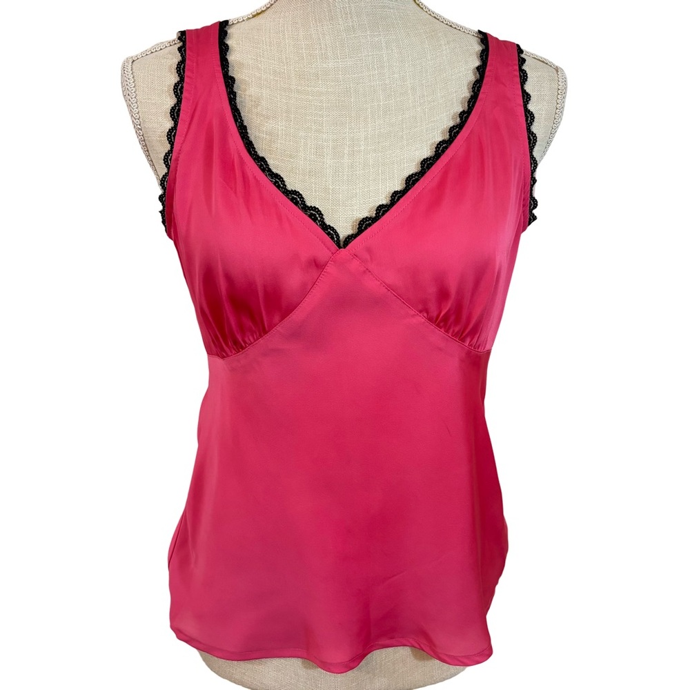 New York & Co Satin Babydoll Y2K Cami Top Sz S Pink Coquette Lace Fairy Romantic